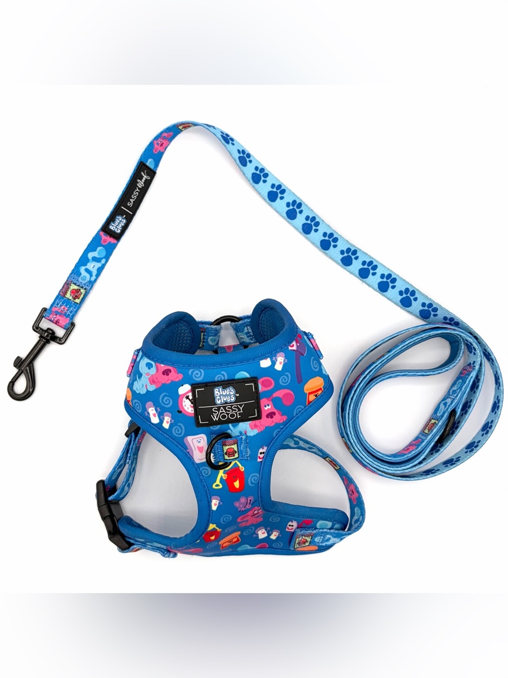 Sassy Woof Blue’s Clues Paw Print Dog Harness & Leash Set